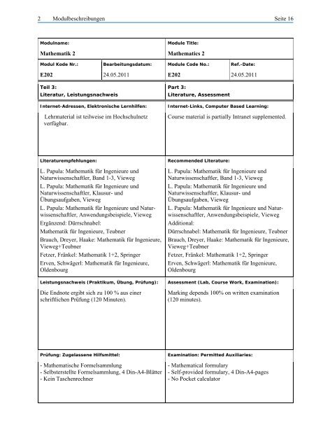 MODULHANDBUCH - Hochschule Kempten