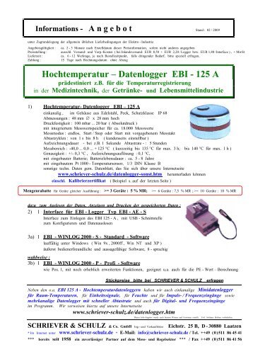 Hochtemperatur – Datenlogger EBI - 125 A - SCHRIEVER ...