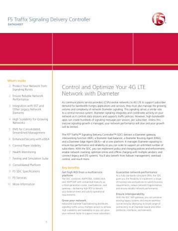 F5 Traffix Signaling Delivery Controller| F5 Datasheet - F5 Networks