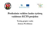 Profesinės veiklos lauko tyrimų vaidmuo ECTS projekte