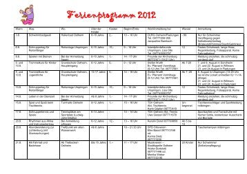 Ferienprogramm 2012