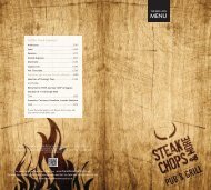 New menu, Steak Chops & More - Mcmanus Pub Company