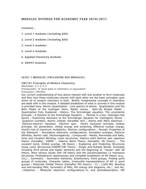 Module Description - Department of Chemistry