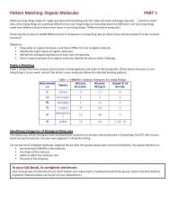 Pattern Matching: Organic Molecules - Biology for Life