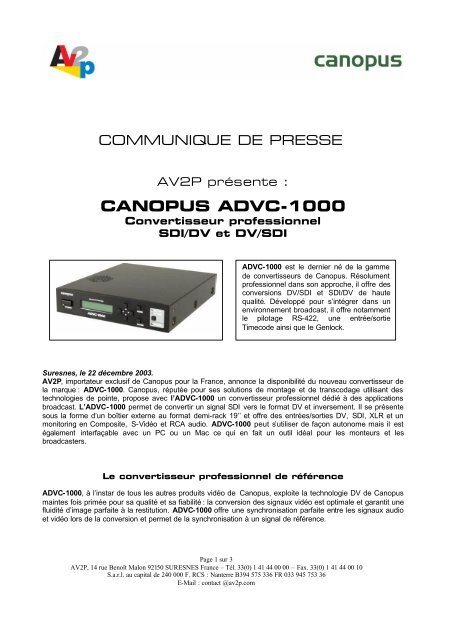 CANOPUS ADVC-1000