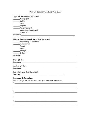 Printables Written Document Analysis Worksheet Answers written document analysis worksheet vintagegrn appendix a ettc