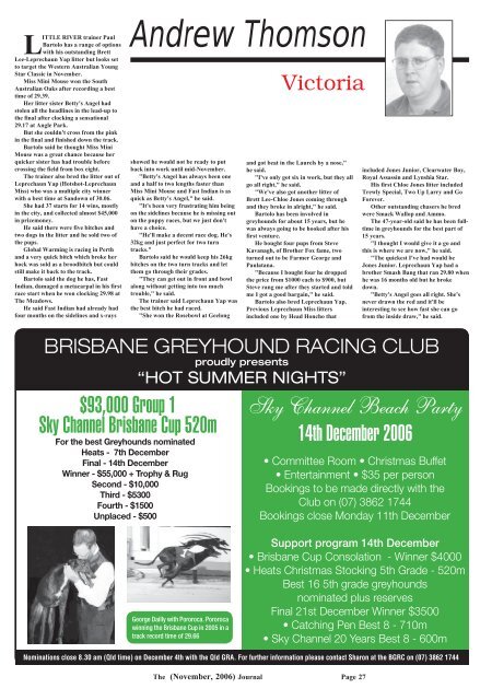November'06 - Greyhounds Queensland