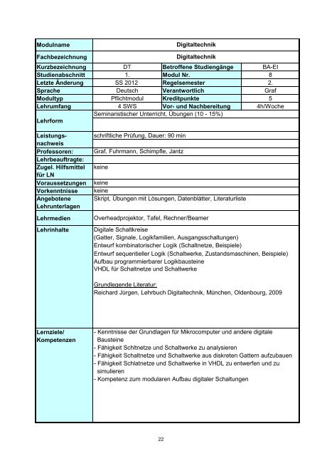 Informatik 2 - Hochschule Regensburg