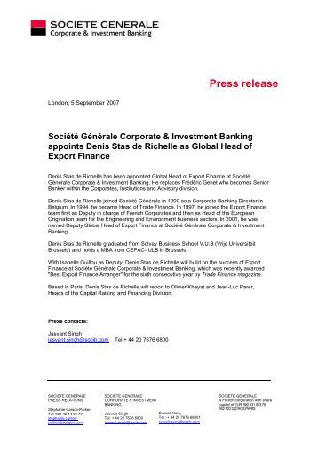 Press release - Societe Generale