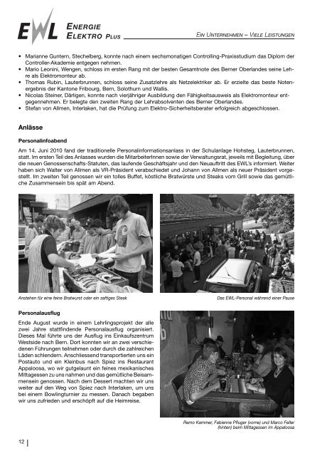 LAUTERBRUNNEN Geschäftsbericht und Jahresrechnung 2010