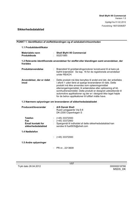 Sikkerhedsdatablad - Shell