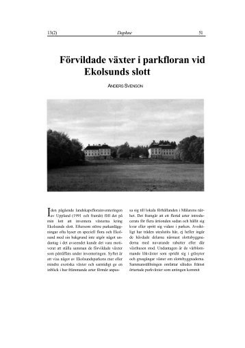 FÃ¶rvildade vÃ¤xter i parkfloran vid Ekolsunds slott - Anders