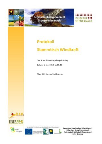 Protokoll Stammtisch Windkraft - Leader-Region Elsbeere Wienerwald