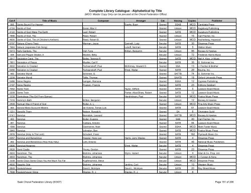 Complete Library Catalogue - Alphabetical by Title - Saskatchewan ...