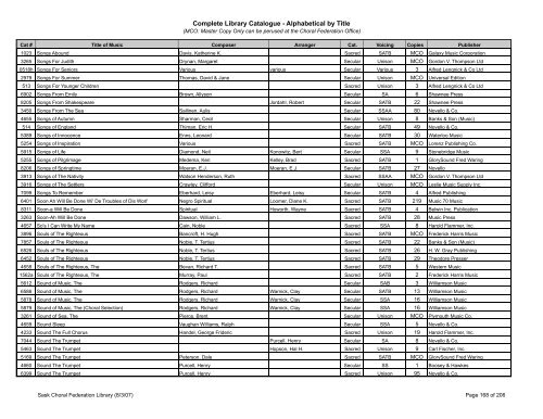 Complete Library Catalogue - Alphabetical by Title - Saskatchewan ...