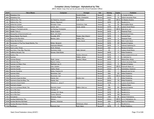 Complete Library Catalogue - Alphabetical by Title - Saskatchewan ...