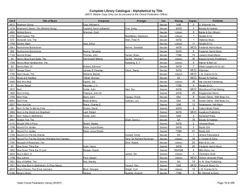 Complete Library Catalogue - Alphabetical by Title - Saskatchewan ...