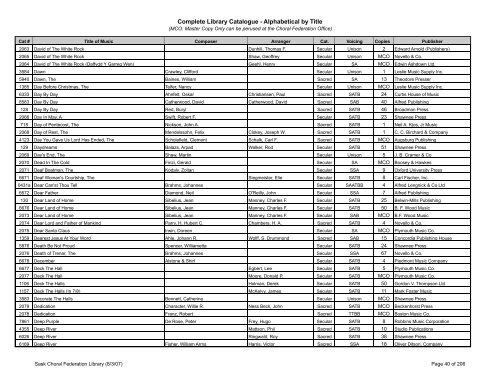 Complete Library Catalogue - Alphabetical by Title - Saskatchewan ...