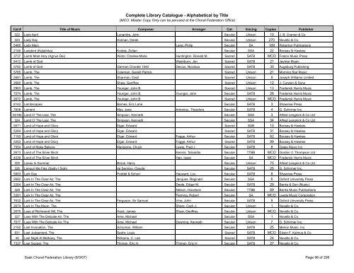 Complete Library Catalogue - Alphabetical by Title - Saskatchewan ...