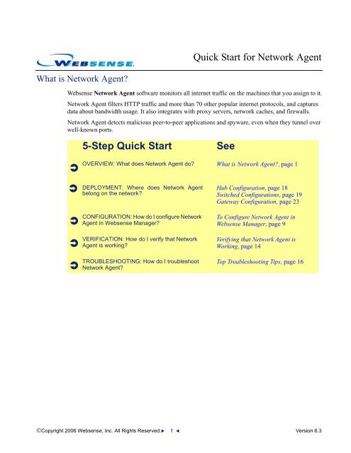 Quick Start for Network Agent 5-Step Quick Start See - Websense ...