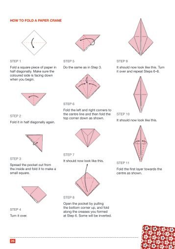 Instructions for folding paper cranes