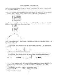 1 AP Physics Newton's Laws Practice Test Answers: A,D,C,D,C,E,D ...