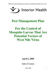 Pest Management Plan For the Control of Mosquito ... - Interior Health