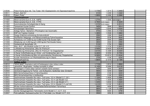 Preisliste Stand 11.08.2011.2011