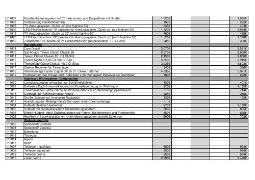 Preisliste Stand 11.08.2011.2011