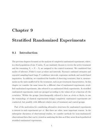 Chapter 9 Stratified Randomized Experiments