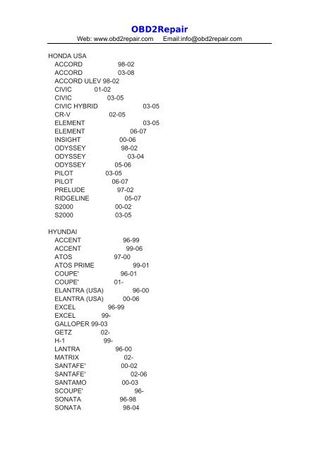 SBB key programmer support car list.pdf - OBD2Repair