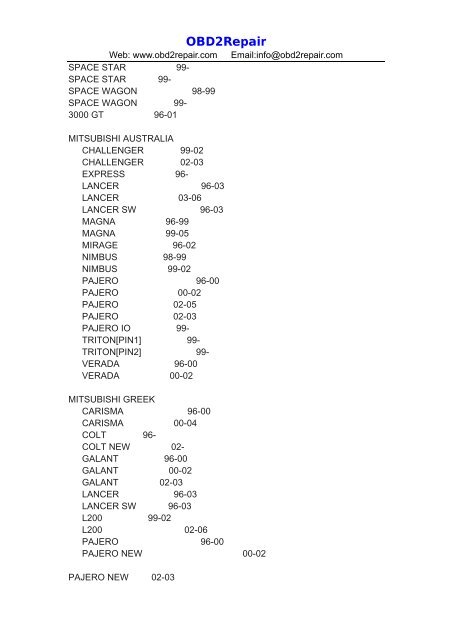 SBB key programmer support car list.pdf - OBD2Repair