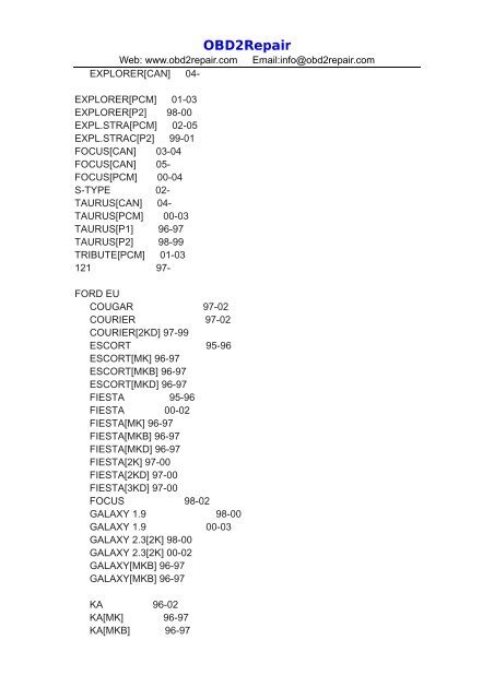 SBB key programmer support car list.pdf - OBD2Repair