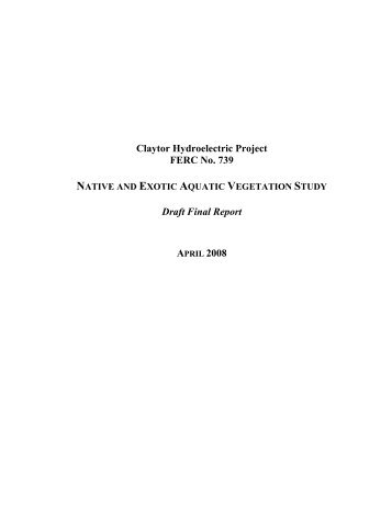 native and exotic aquatic vegetation study - Claytor Hydro