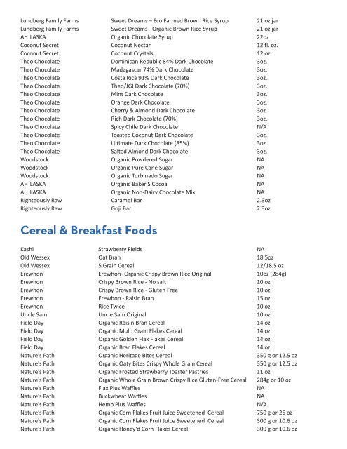 a full list of Non-GMO Verified Project products at ... - Co-opportunity