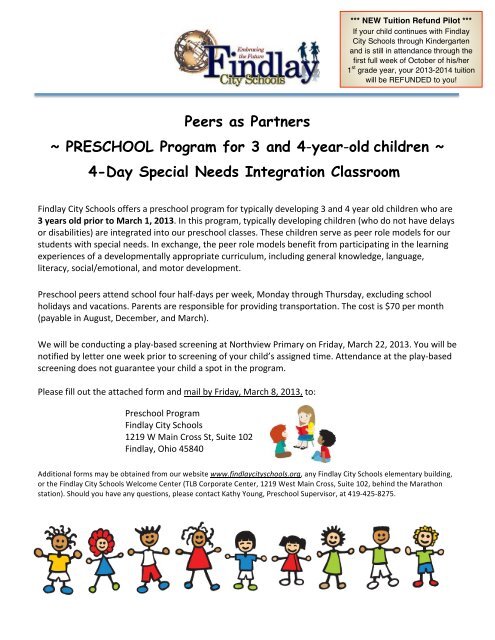 Preschool PEERS 3 & 4 year old Program - Findlay City Schools