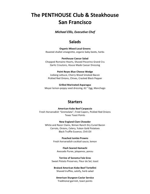 Penthouse Menu - Eater SF