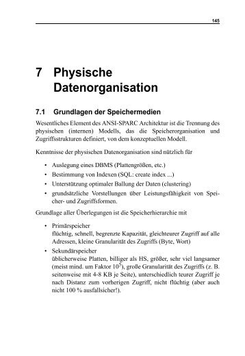 7 Physische Datenorganisation - Praktische Informatik Universität ...