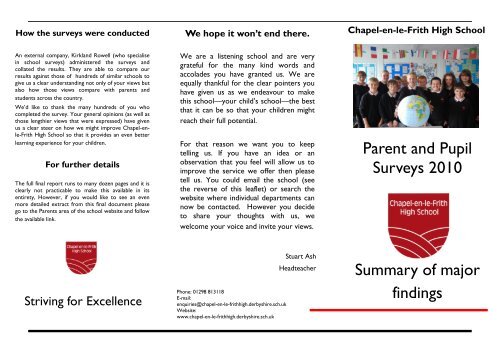 Parent and Pupil Surveys Leaflet (PDF) - Chapel-en-le-Frith High ...