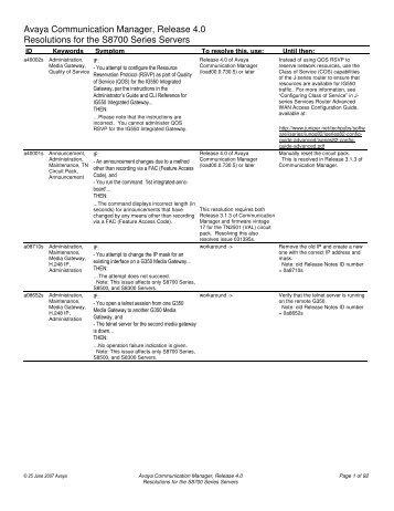 Avaya Communication Manager, Release 4.0 ... - Avaya Support