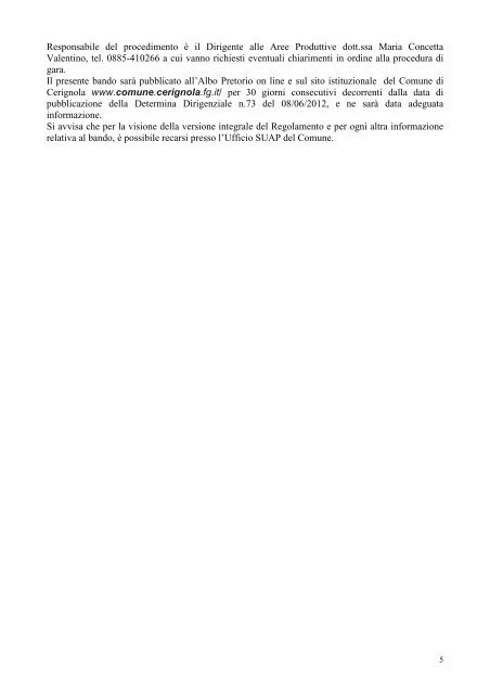 bando concorso NCC - CittÃ  di Cerignola