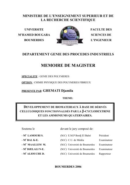 MEMOIRE DE MAGISTER