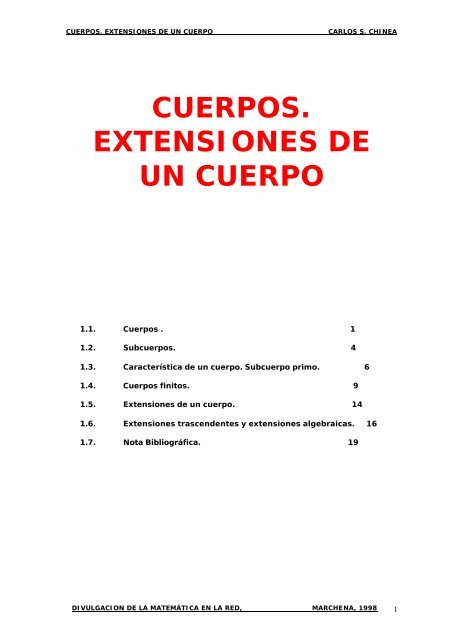 CUERPOS. EXTENSIONES DE UN CUERPO - Casanchi