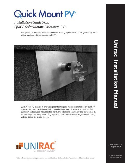 QuickMount PV Installation Manual - Unirac