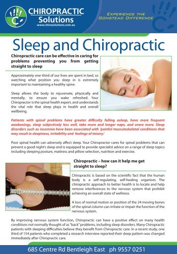 Sleep Disorder - Chiropractic Solutions