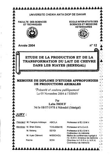 Etude de la production et de la transformation du lait de ... - BEEP