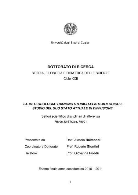 dottorato di ricerca - UniCA Eprints - UniversitÃ degli studi di Cagliari.