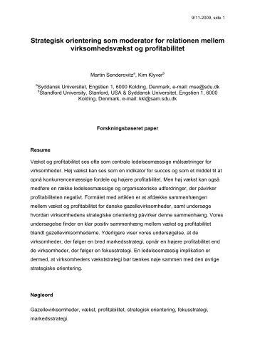 Strategisk orientering som moderator for relationen mellem ...