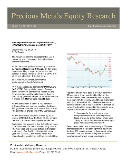 Precious Metals Equity Research - Merrex Gold Inc.