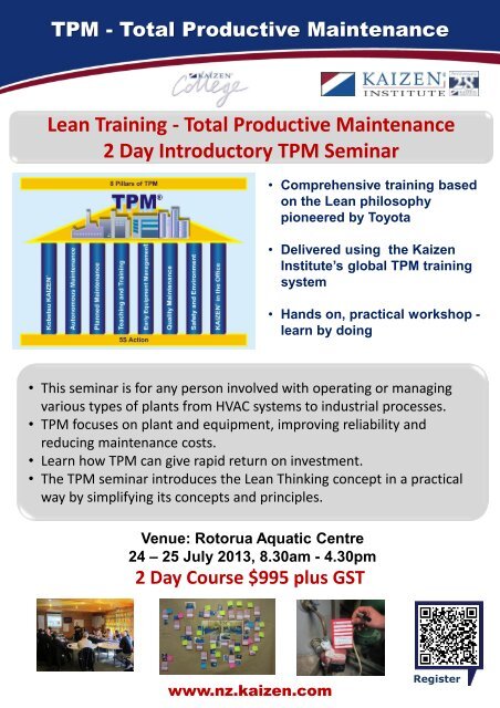 Total Productive Maintenance 2 Day Introductory TPM Seminar